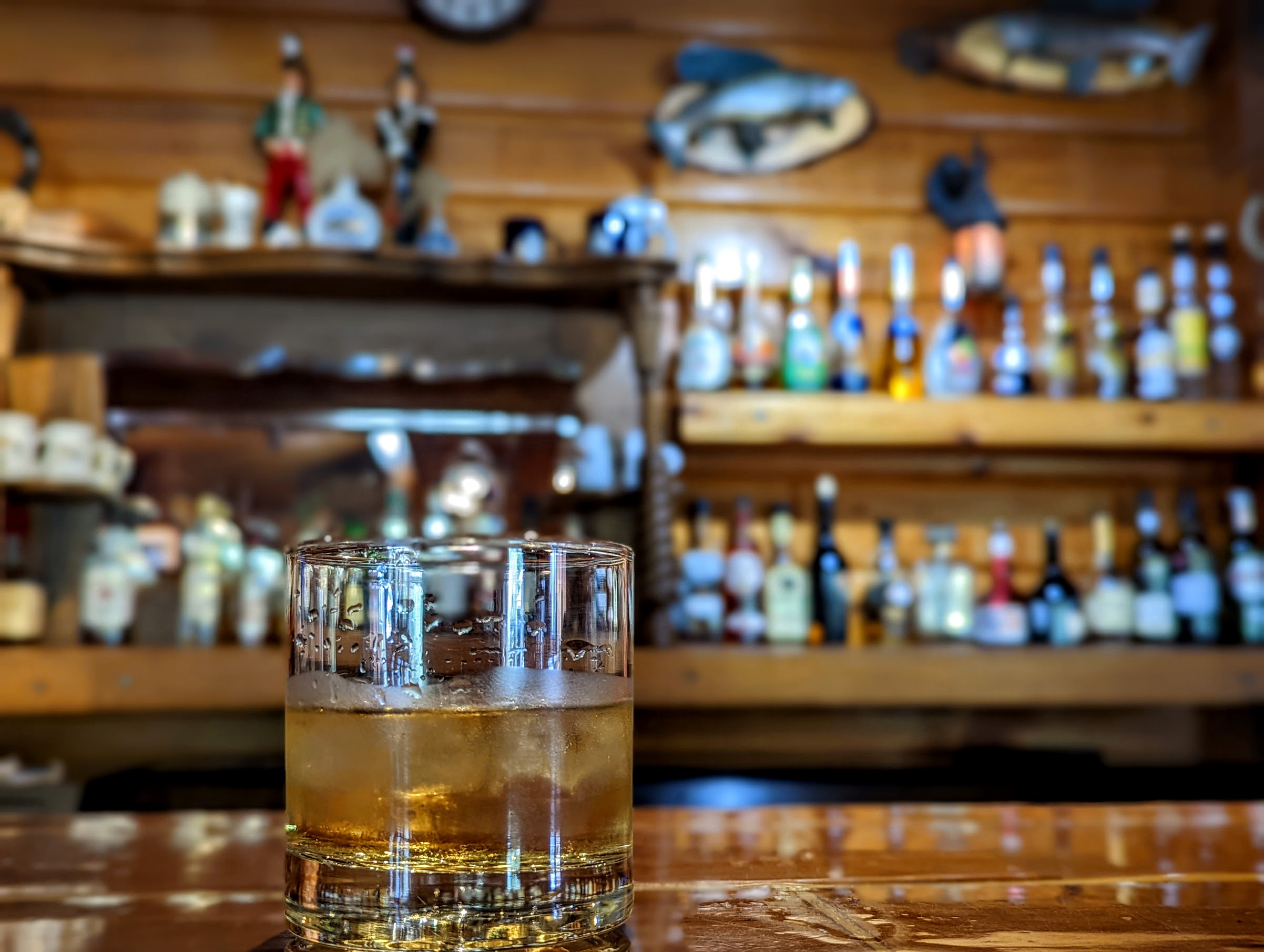 A glass of whiskey at the bar at Dalton Trail Lodge.